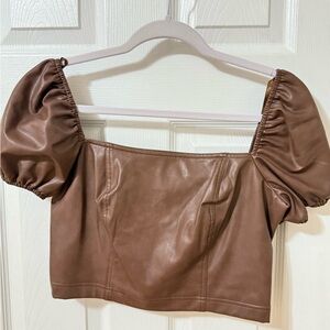 Elegant Brown Puff Sleeve Top